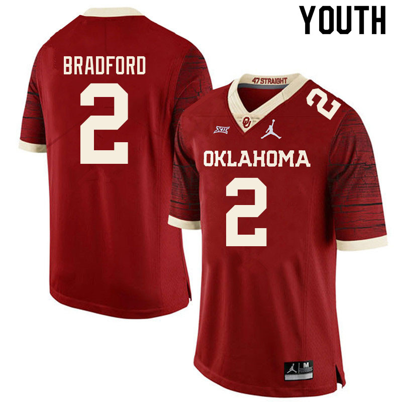 Youth #2 Tre Bradford Oklahoma Sooners College Football Jerseys Sale-Retro